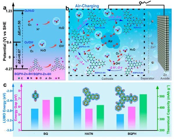 南开大学JACS： 质子存储可空气充电的Zn/有机物电池